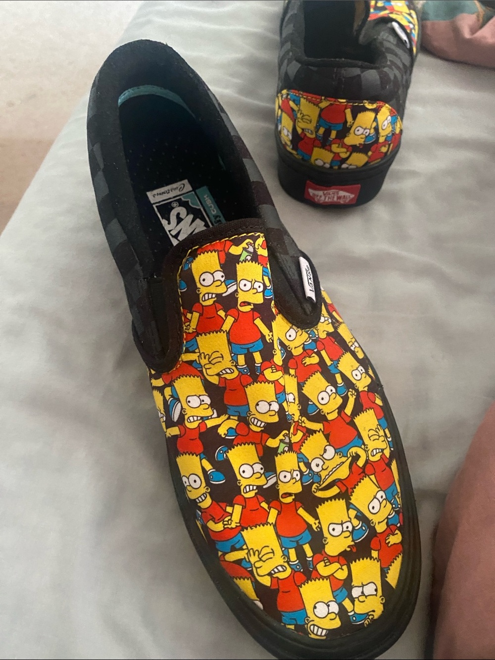 Vans Slip-On Sneakers with Bart Simpson Graphic - Yellow/Red/Blue